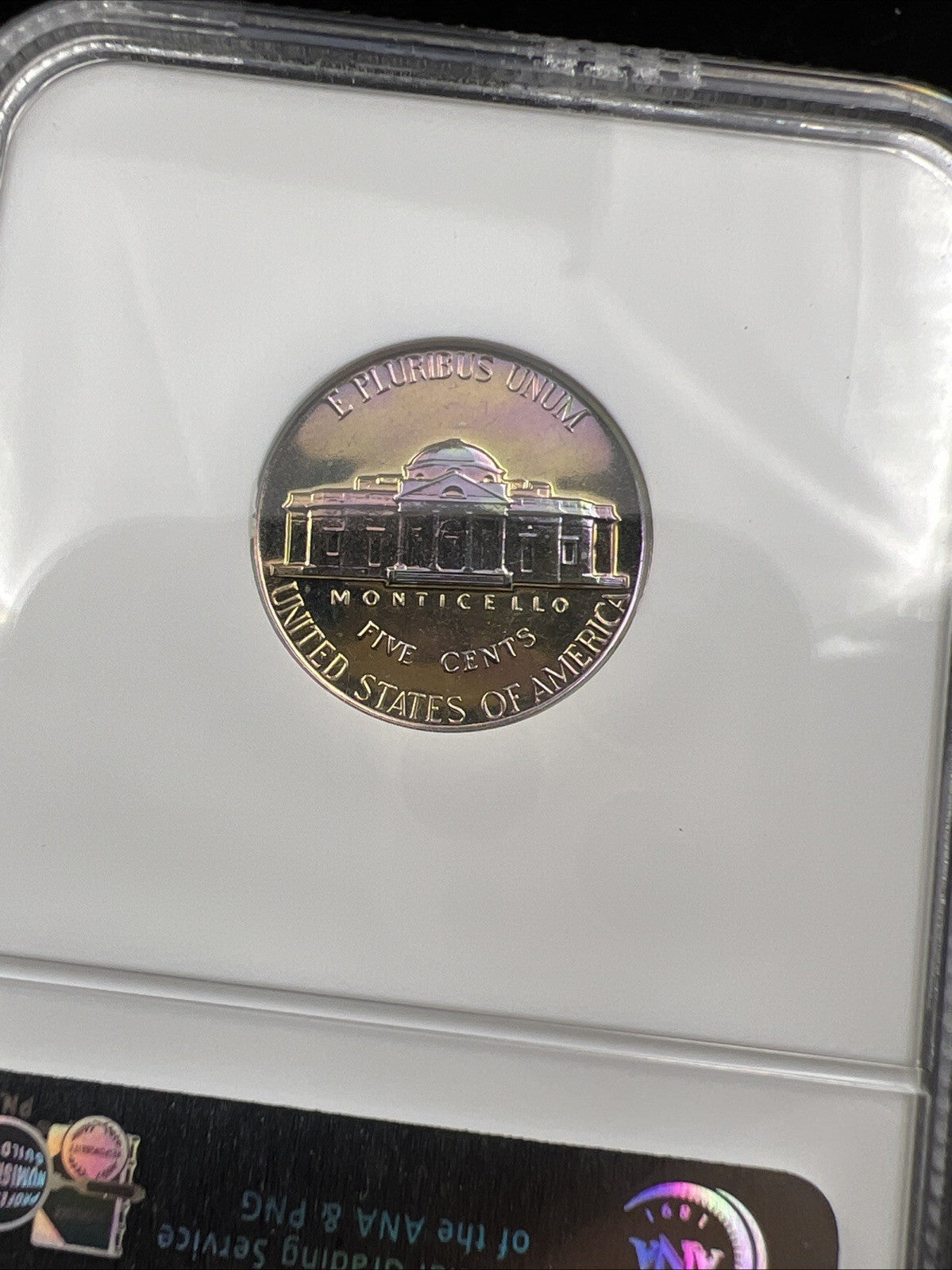 1961 5c Jefferson Nickel NGC PF66 GEM Proof Neat Purple Toning Toner