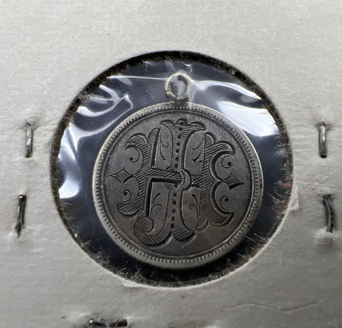 HJI Monogram Initials Love Token on 1882 10c Liberty Silver Dime Seated CH Circ