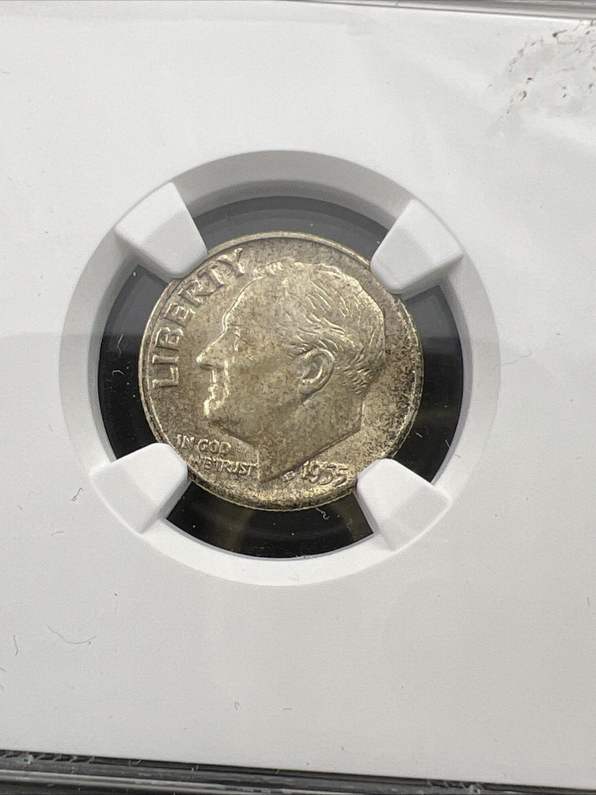 1955 S 10c Roosevelt Silver Dime Coin MS66 NGC Gem BU Certified #158 Neat Toning