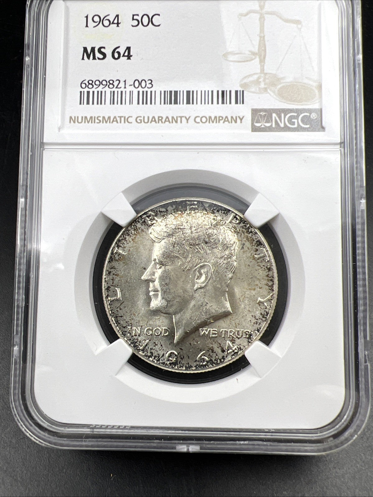 1964 P 50c Kennedy 90% Silver Half Dollar Coin NGC MS64 CH BU Some Toning