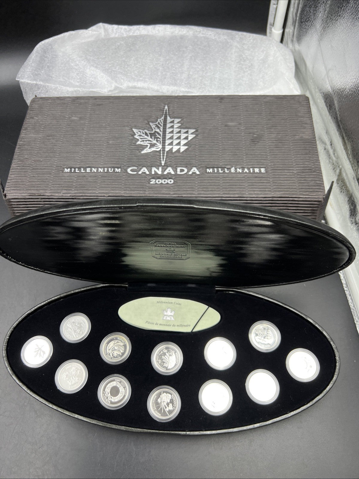 2000 Canada 12 Coin Sterling Silver Millenium Proof Quarter Set w/ Box & COA #E1