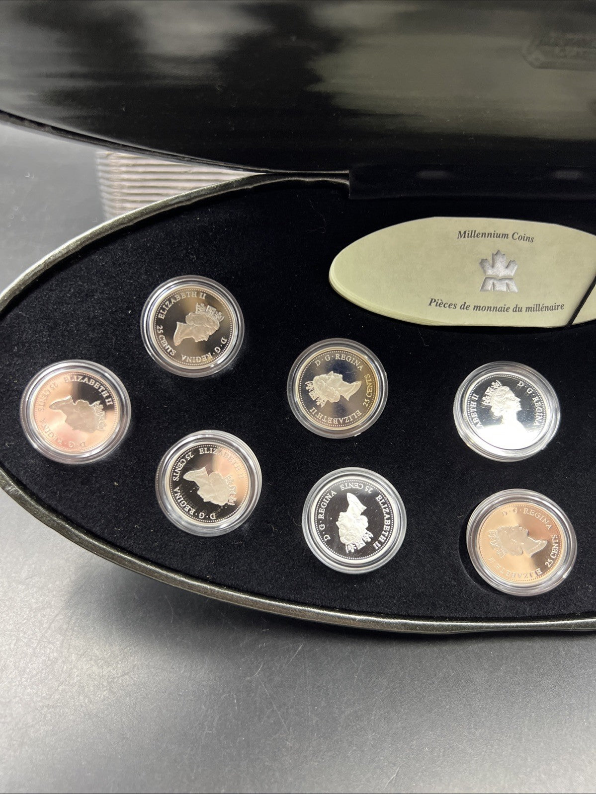 2000 Canada 12 Coin Sterling Silver Millenium Proof Quarter Set w/ Box & COA #E1