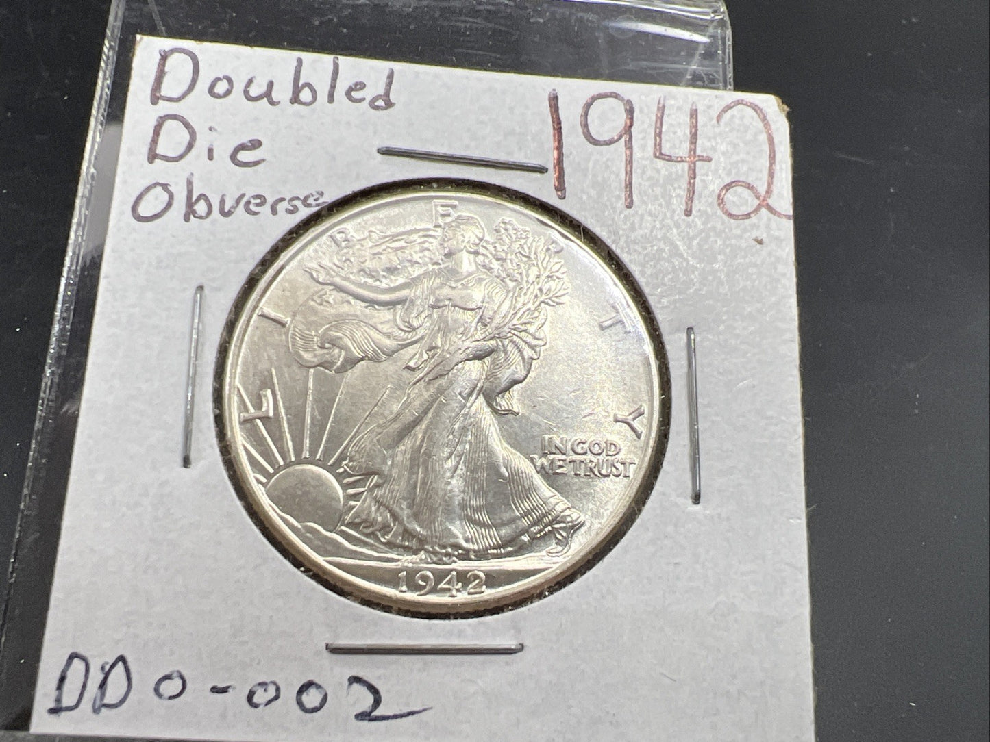 1942 P Walking Liberty Silver Half Dollar DDO 002 Double Die Obverse UNC Details