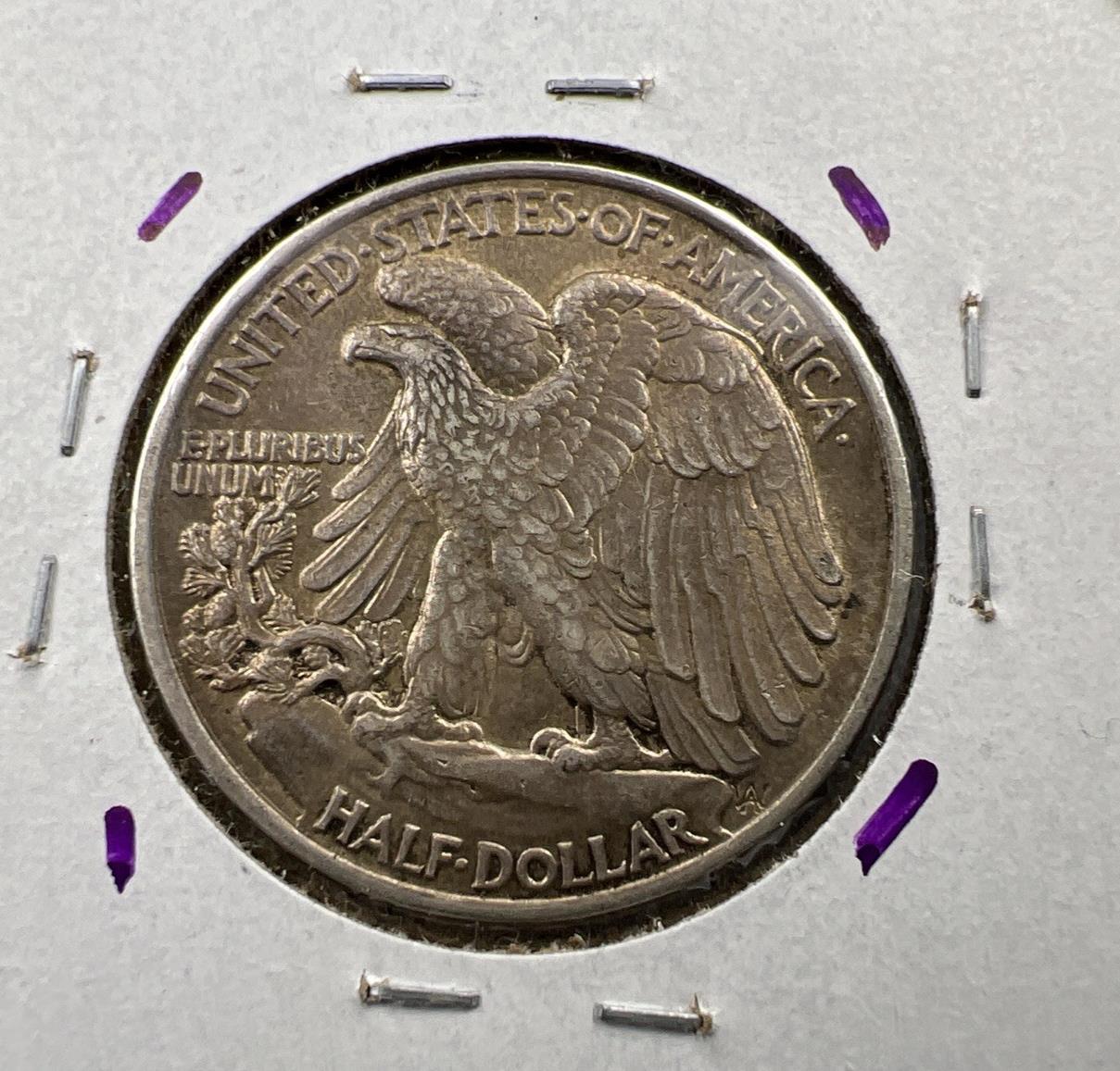 1943 P 50c Walking Liberty 50c Half Dollar Laminated Obverse Error XF EF