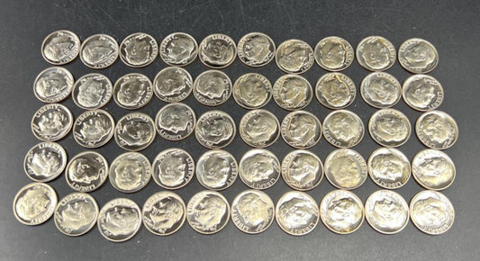 50 Coin Choice / Gem Proof 1971 S 10c Roosevelt Clad Dime Coin Roll