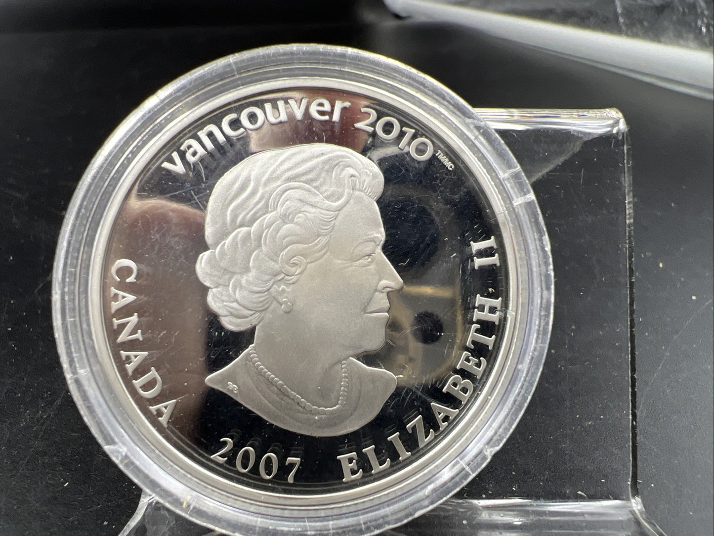 2007 2010 Vancouver Olympics Silver $25 Holographic Biathlon Proof Coin