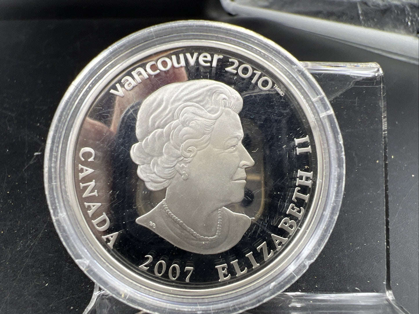 2007 2010 Vancouver Olympics Silver $25 Holographic Biathlon Proof Coin