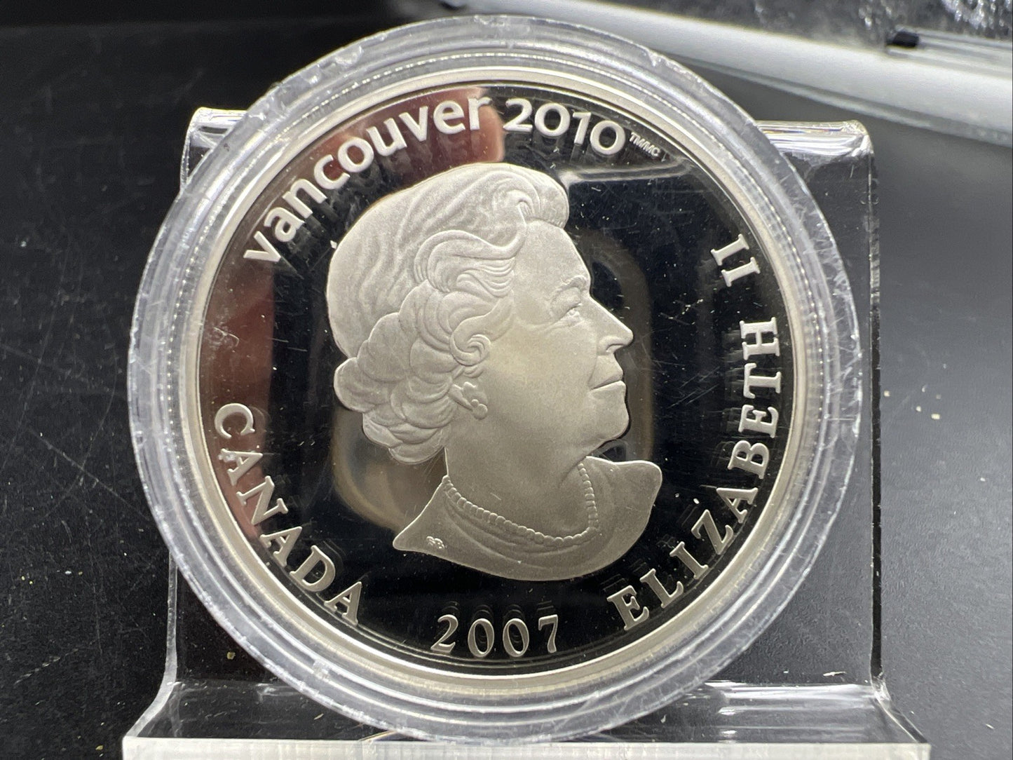 2007 2010 Vancouver Olympics Silver $25 Holographic Hockey Proof Coin