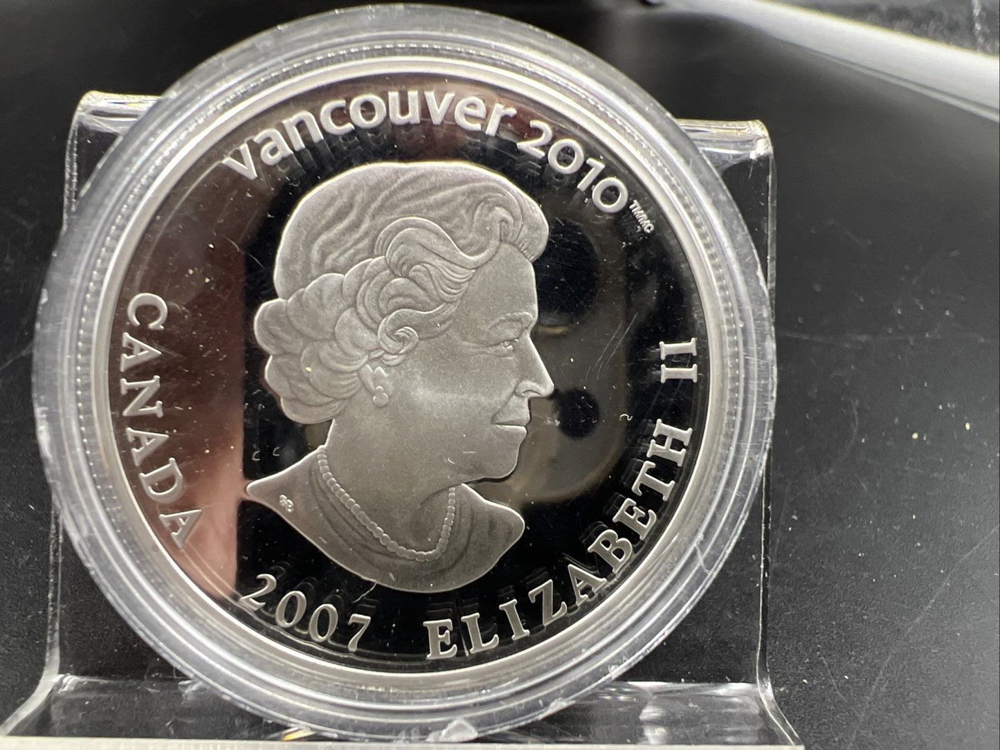 2007 2010 Vancouver Olympics Silver $25 Holographic Curling Proof Coin