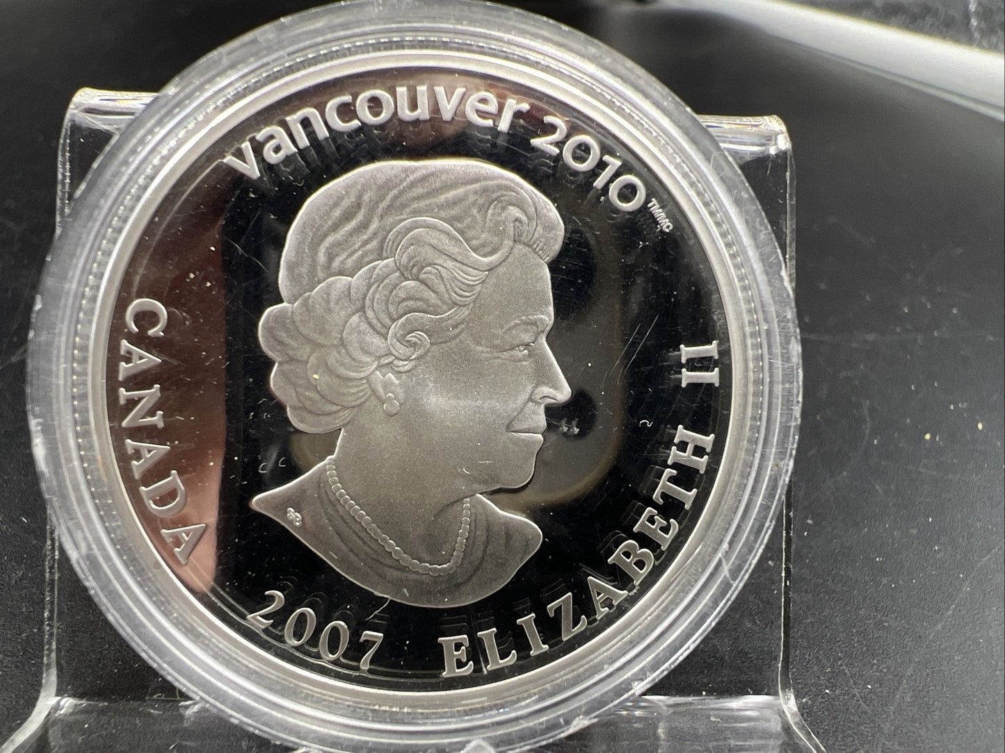 2007 2010 Vancouver Olympics Silver $25 Holographic Curling Proof Coin
