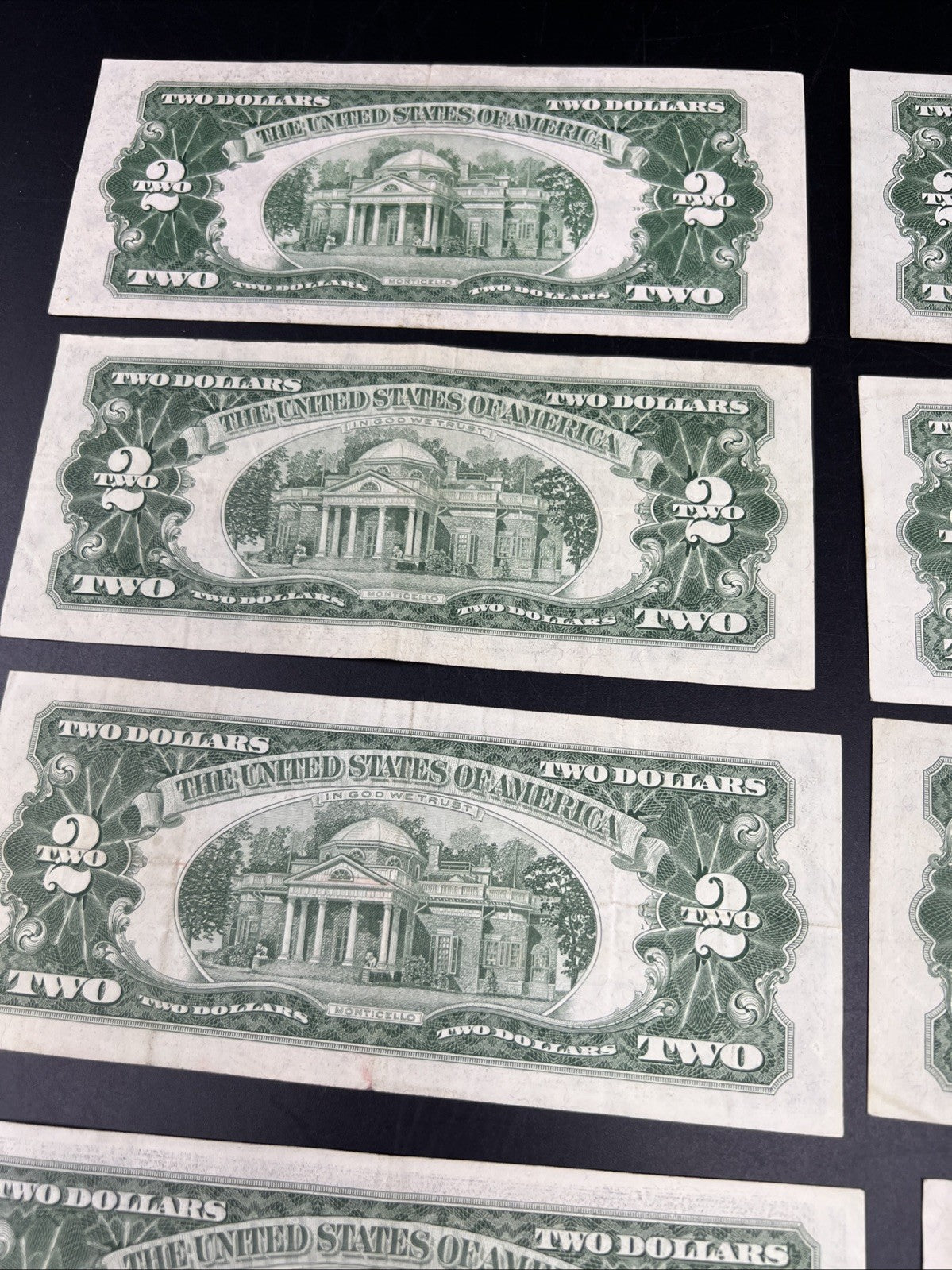 Lot of 10 1963 1953 $2 USN Legal Tender Red Seal Notes VF Very Fine #400