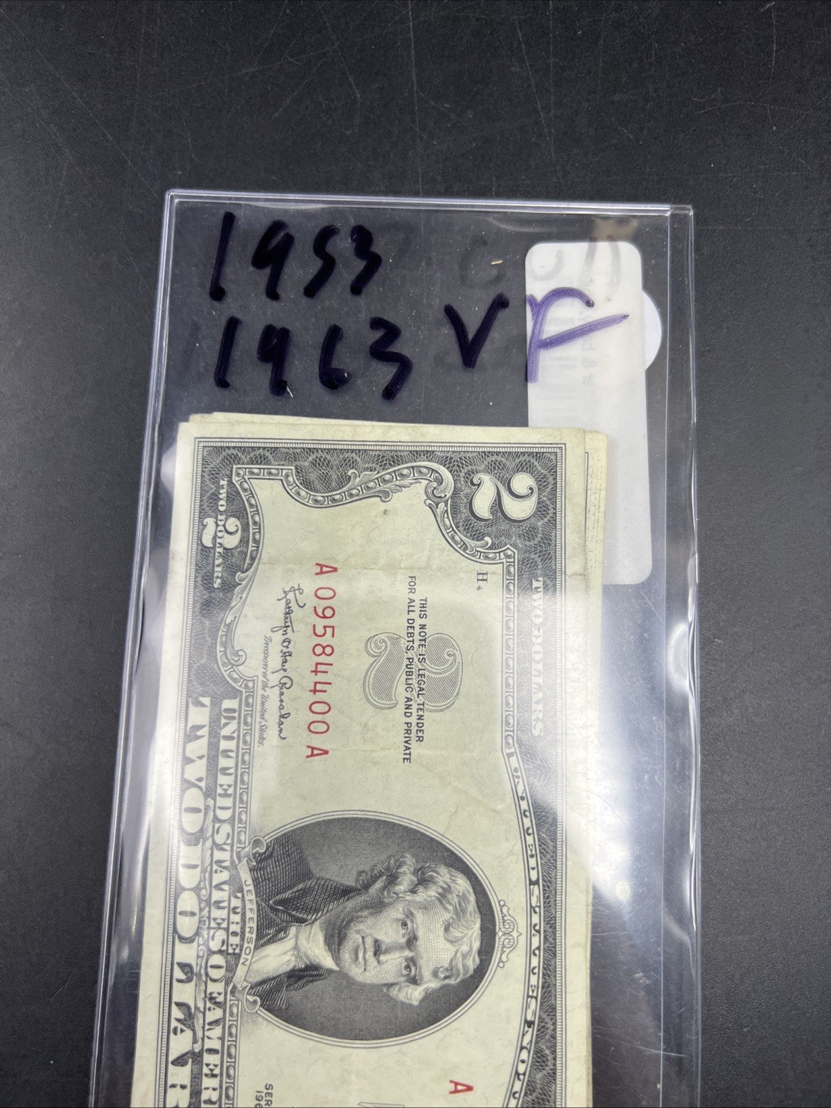 Lot of 10 1963 1953 $2 USN Legal Tender Red Seal Notes VF Very Fine #400