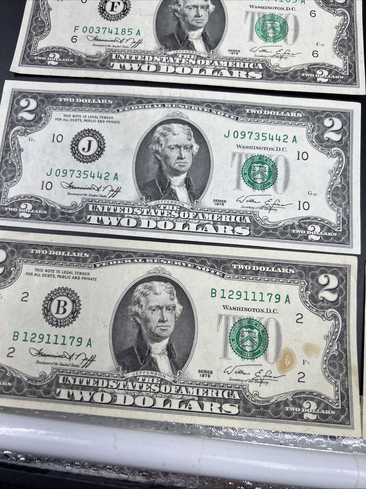 Lot of 19 1976 $2 FRN Federal Reserve Dollars Bicentennial Note Circulated #179