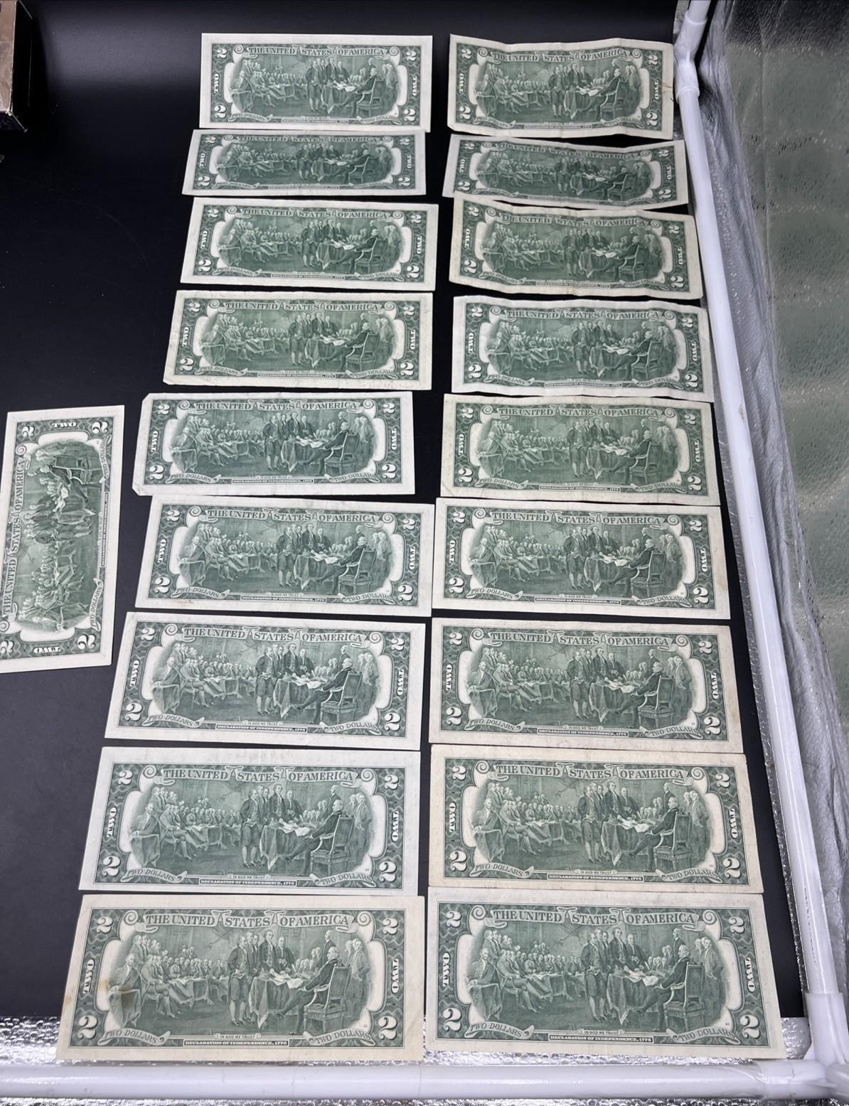 Lot of 19 1976 $2 FRN Federal Reserve Dollars Bicentennial Note Circulated #179
