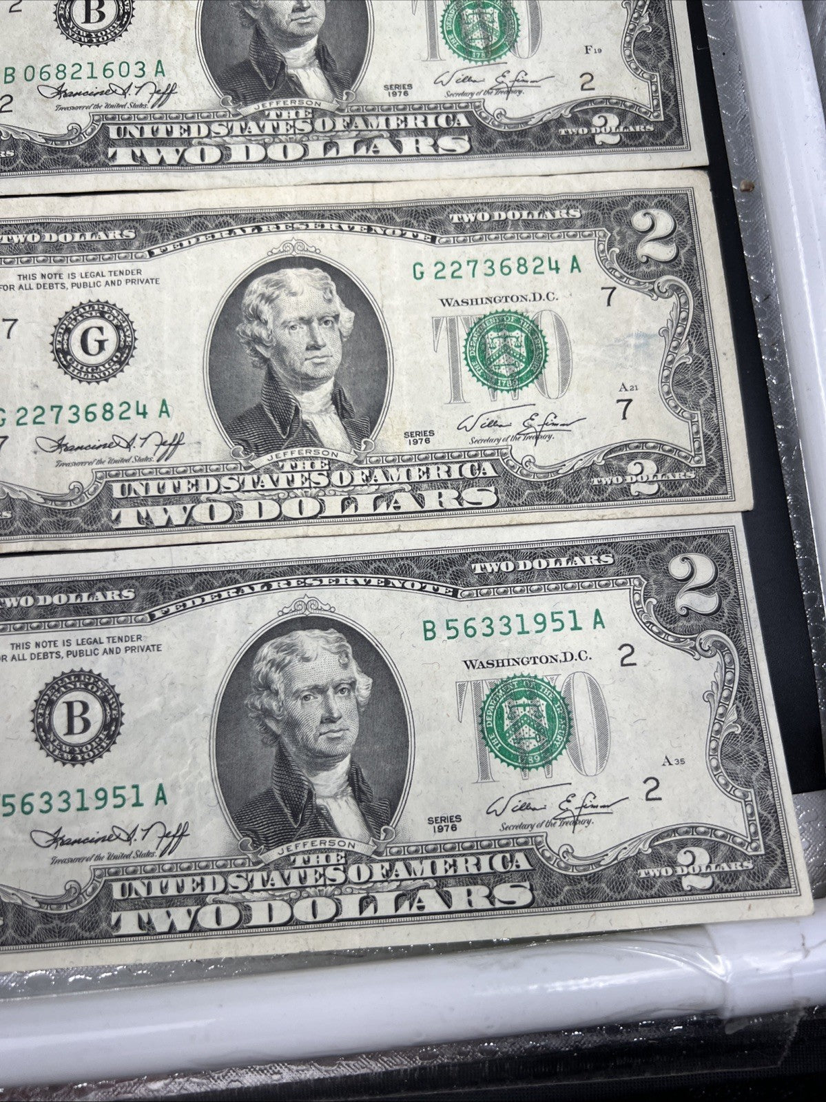 Lot of 19 1976 $2 FRN Federal Reserve Dollars Bicentennial Note Circulated #179