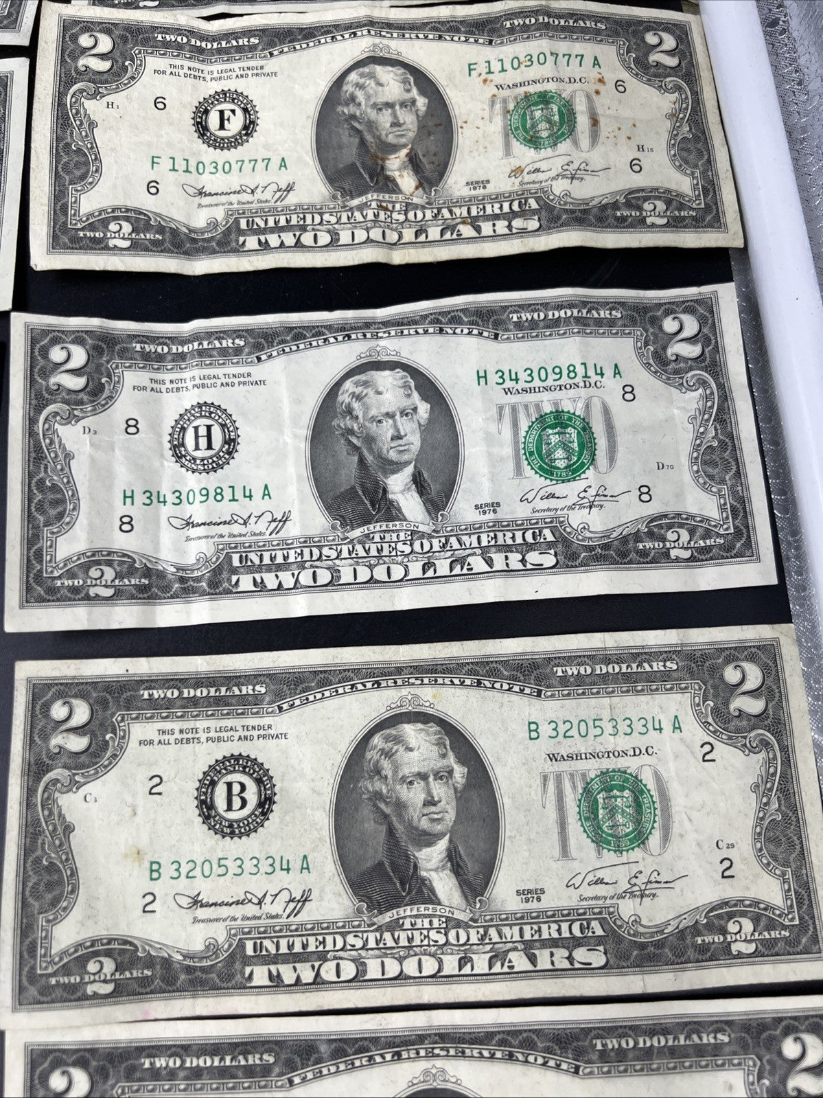Lot of 19 1976 $2 FRN Federal Reserve Dollars Bicentennial Note Circulated #179