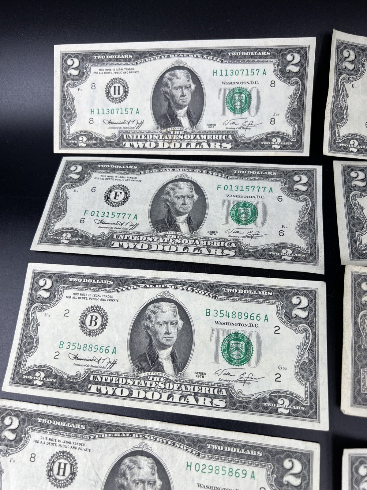 Lot of 19 1976 $2 FRN Federal Reserve Dollars Bicentennial Note Circulated #179