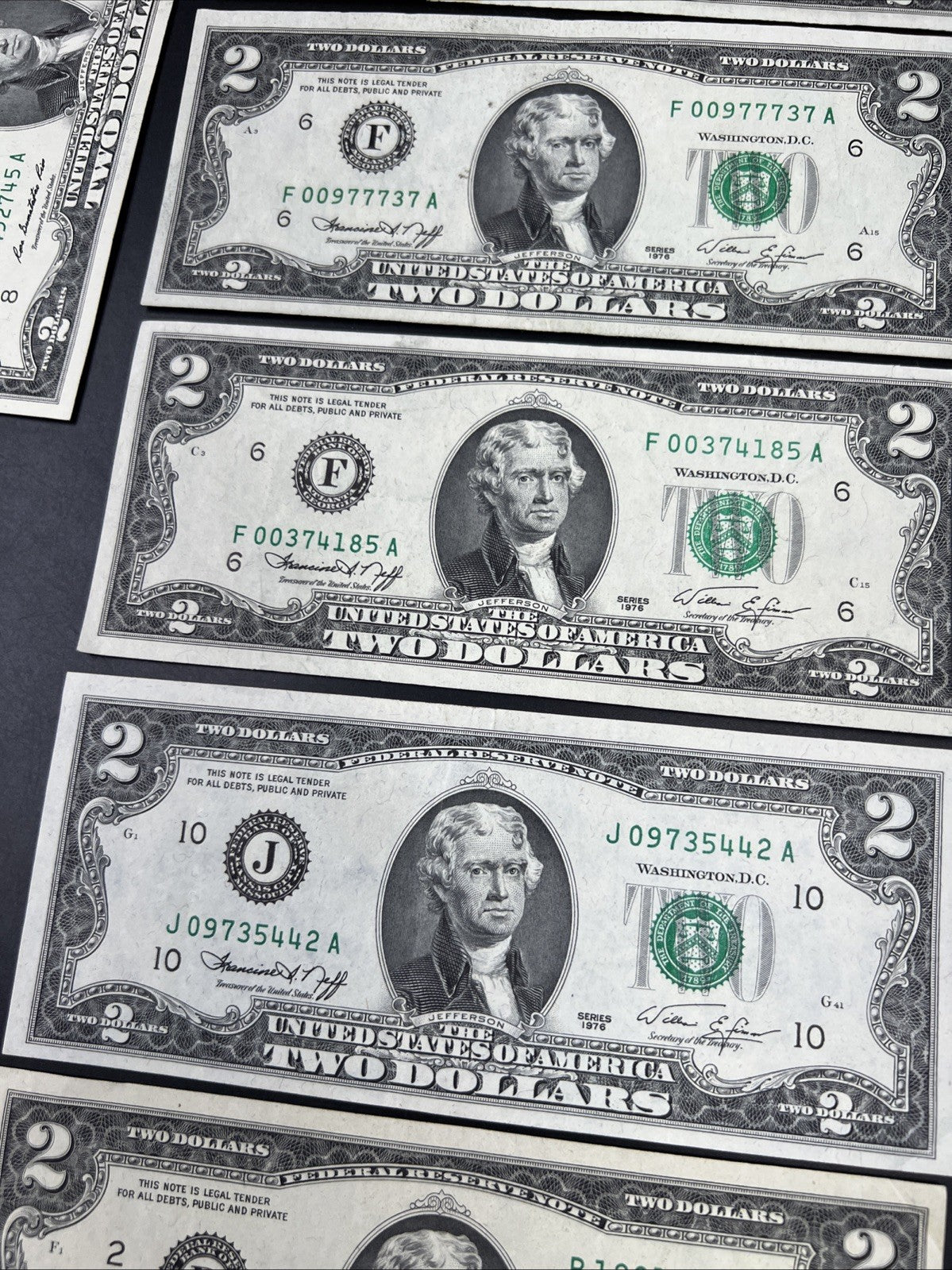 Lot of 19 1976 $2 FRN Federal Reserve Dollars Bicentennial Note Circulated #179