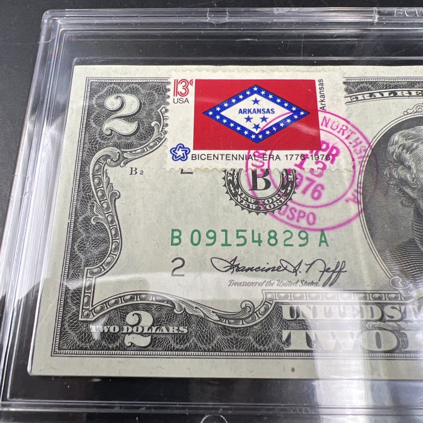 1976 $2 Bicentennial Postal FRN Federal Reserve Note New York CU UNC #829