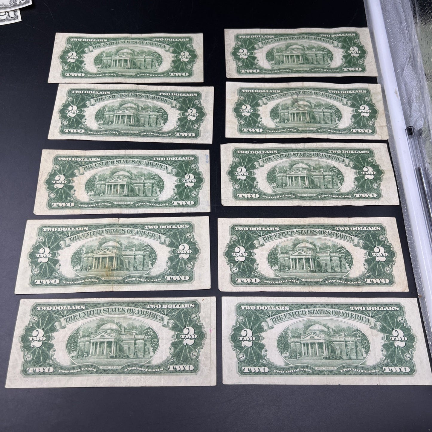 Lot of 10 1953 $2 USN Legal Tender Red Seal Notes VG circ #188