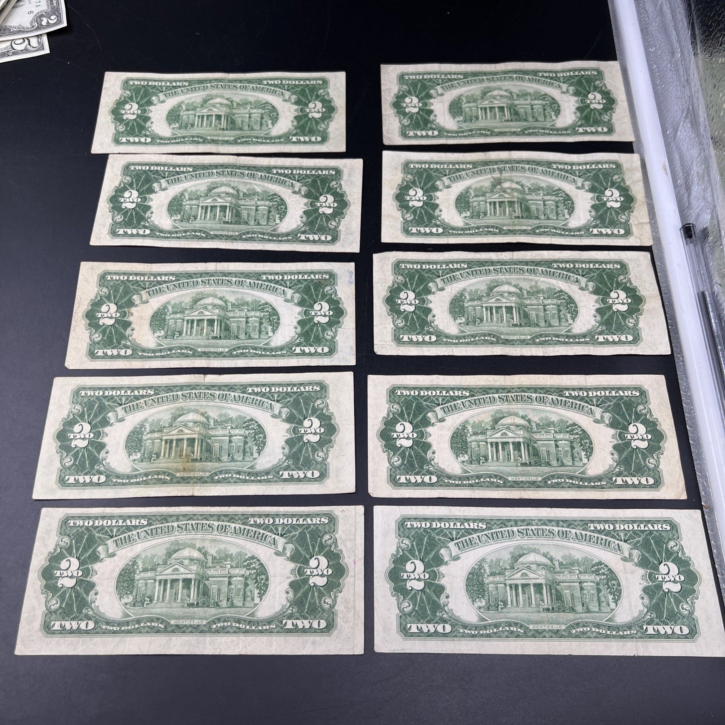 Lot of 10 1953 $2 USN Legal Tender Red Seal Notes VG circ #188
