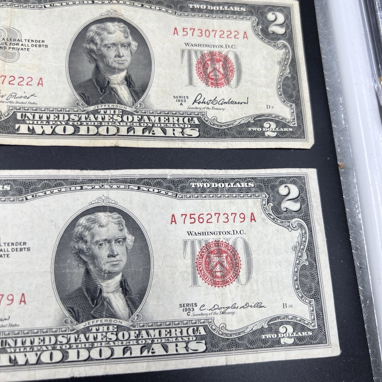 Lot of 10 1953 $2 USN Legal Tender Red Seal Notes VG circ #188