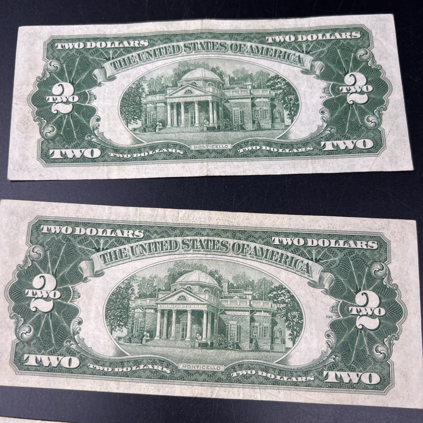 Lot of 10 1953 $2 USN Legal Tender Red Seal Notes VG Very Good Circ #855