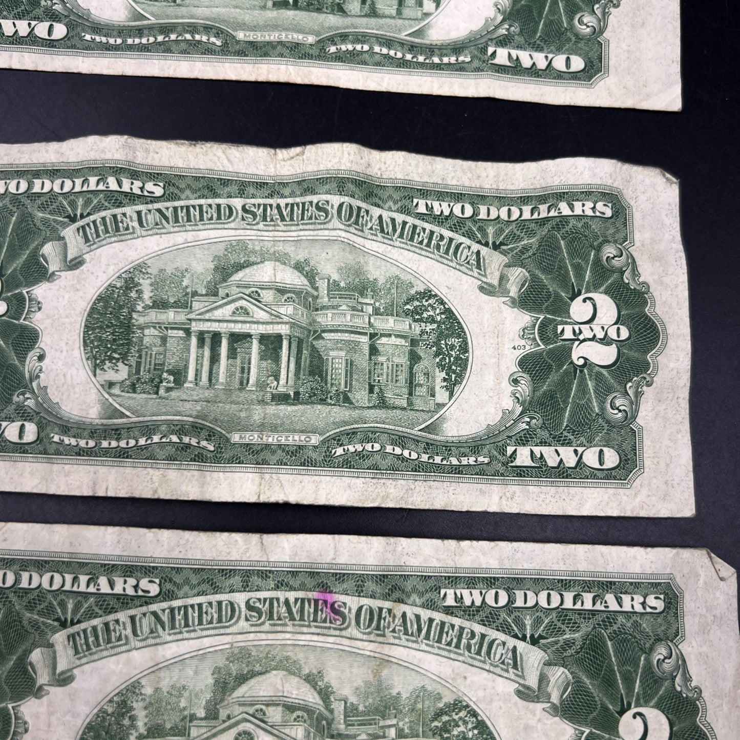 Lot of 10 1953 $2 USN Legal Tender Red Seal Notes VG Very Good Circ #855