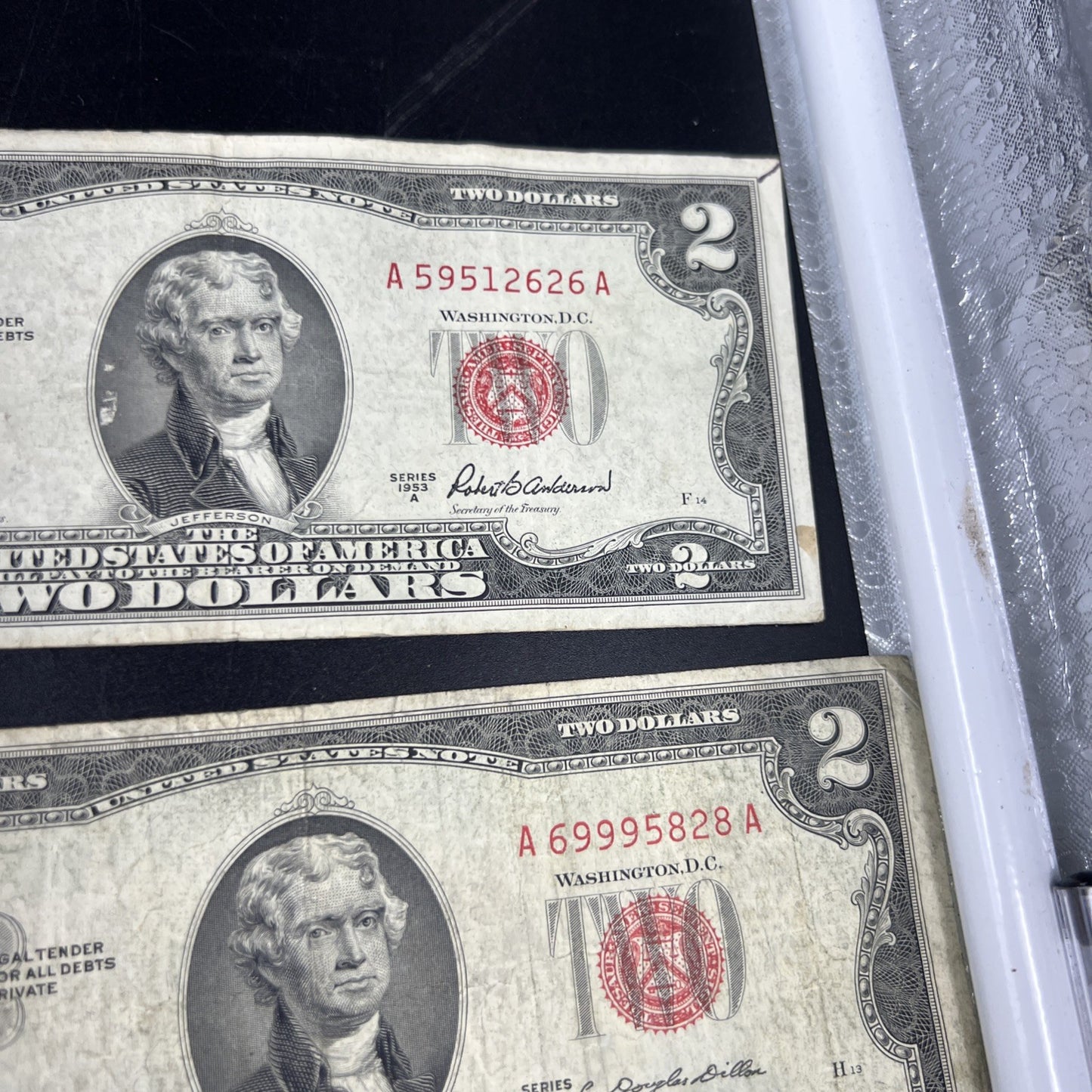 Lot of 10 1953 $2 USN Legal Tender Red Seal Notes VG Very Good Circ #855