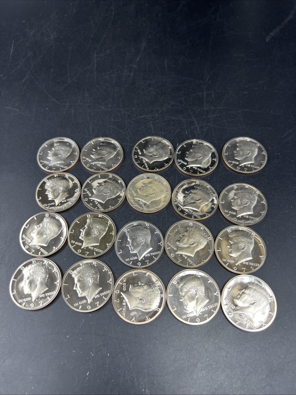 20 Coin Roll 1971 S 25c Gem Proof Cameo Kennedy Half Dollar Coins Copper Nickel