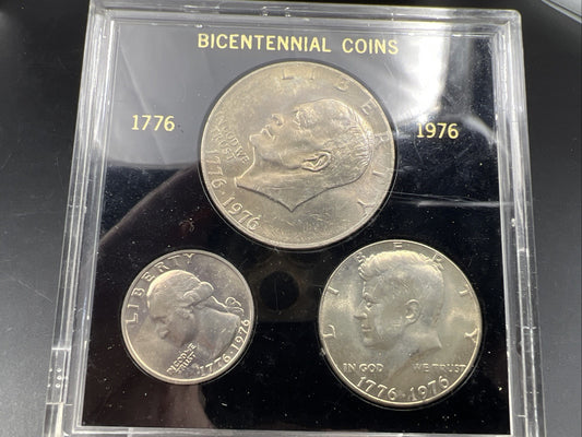 3 Coin 1976 25c 50c $1 Bicentennial Set UNC Citizens Dakalb Bank Clarkston GA