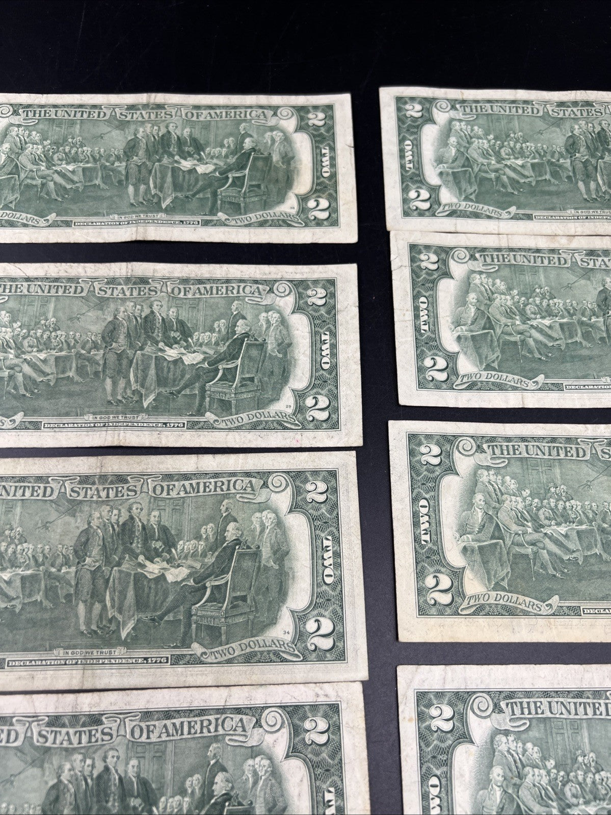 Lot of 10 1976 $2 FRN Federal Reserve Dollars Bicentennial Note Circulated #542