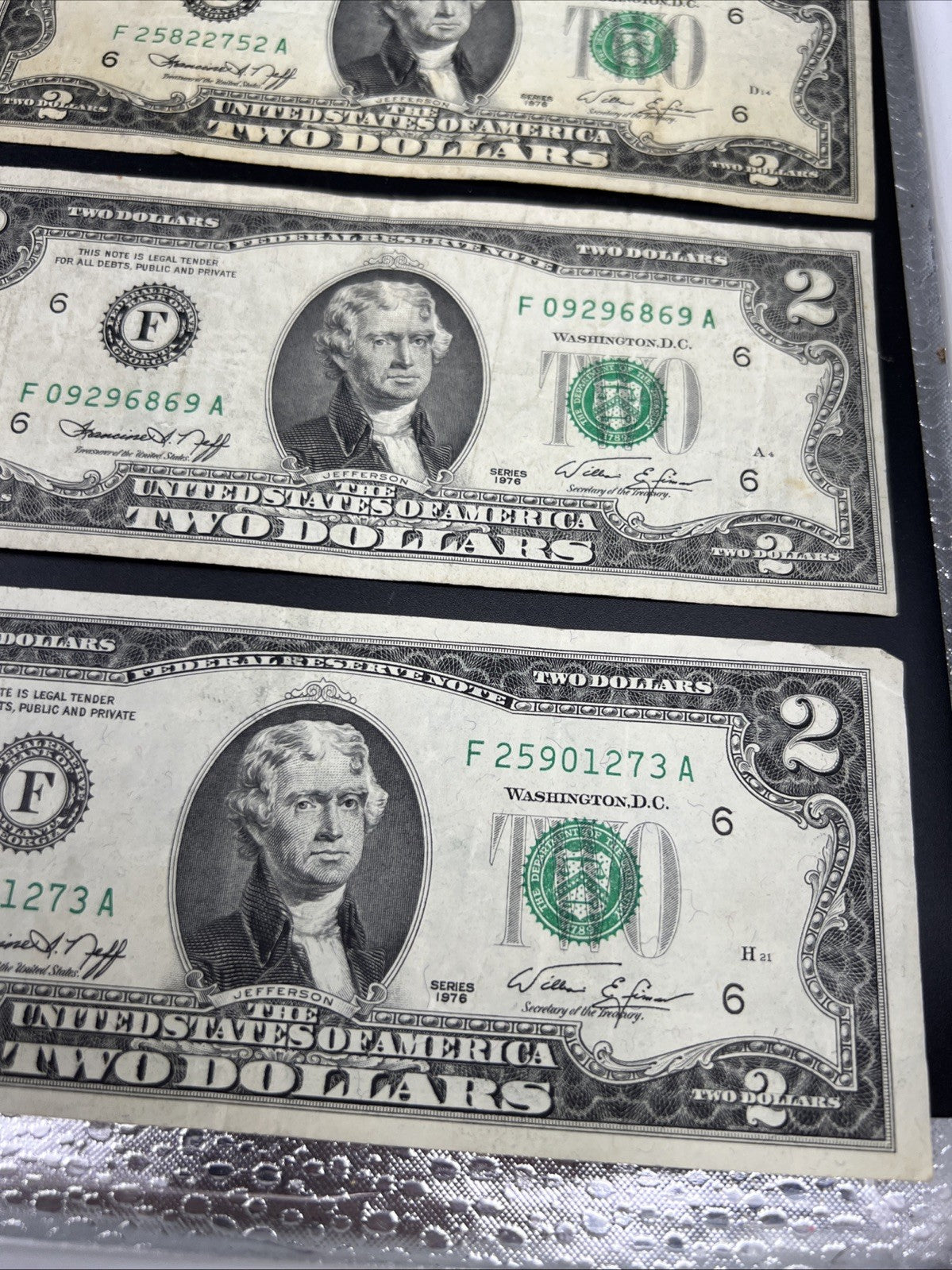 Lot of 10 1976 $2 FRN Federal Reserve Dollars Bicentennial Note Circulated #542