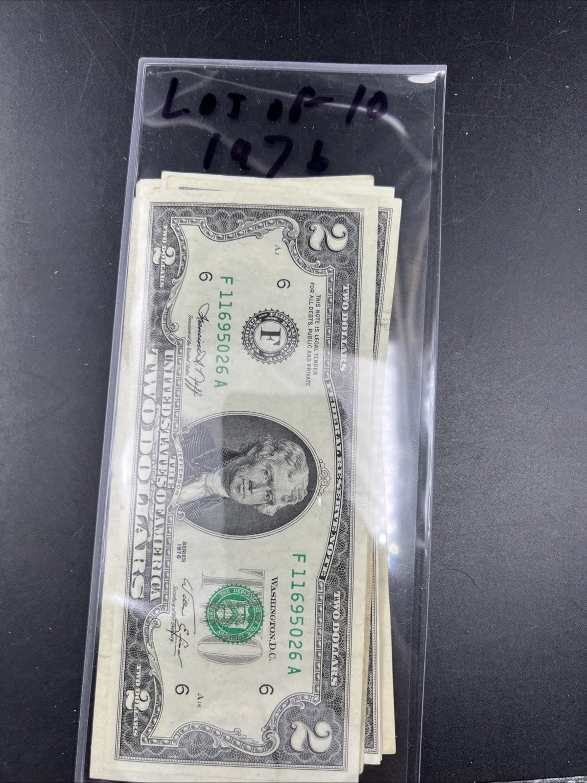 Lot of 10 1976 $2 FRN Federal Reserve Dollars Bicentennial Note Circulated #026