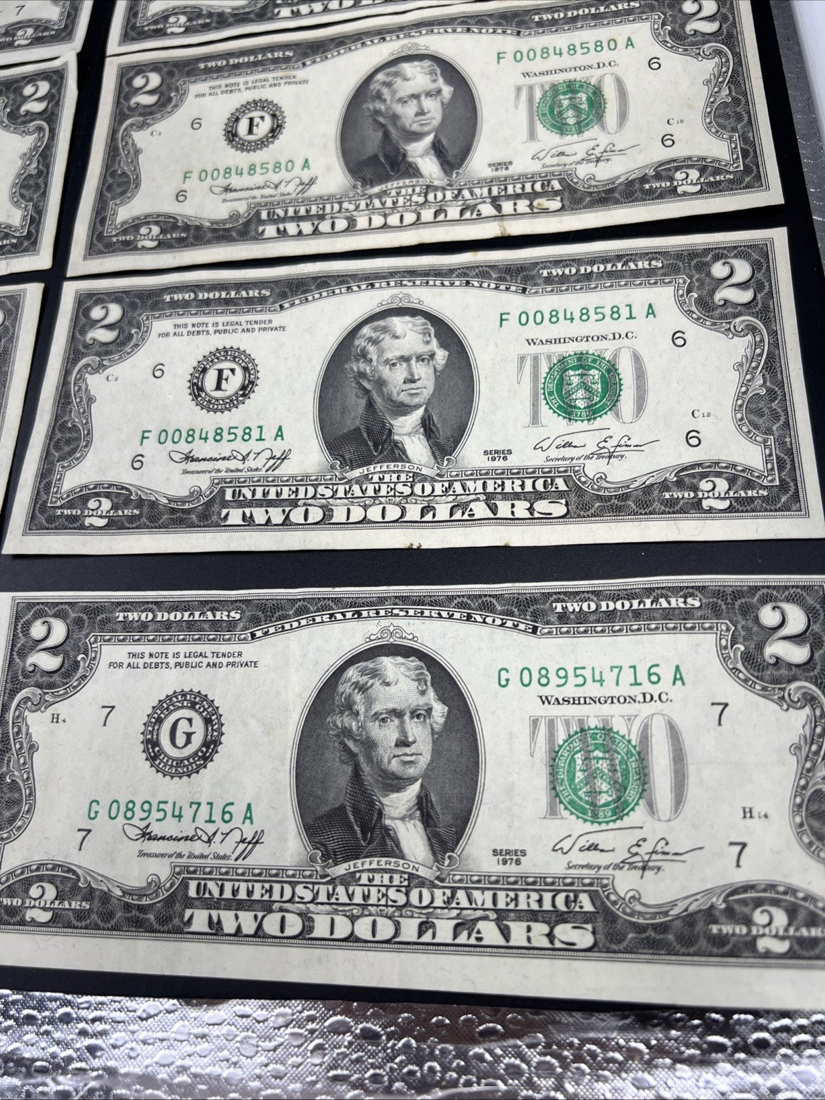 Lot of 10 1976 $2 FRN Federal Reserve Dollars Bicentennial Note Circulated #026