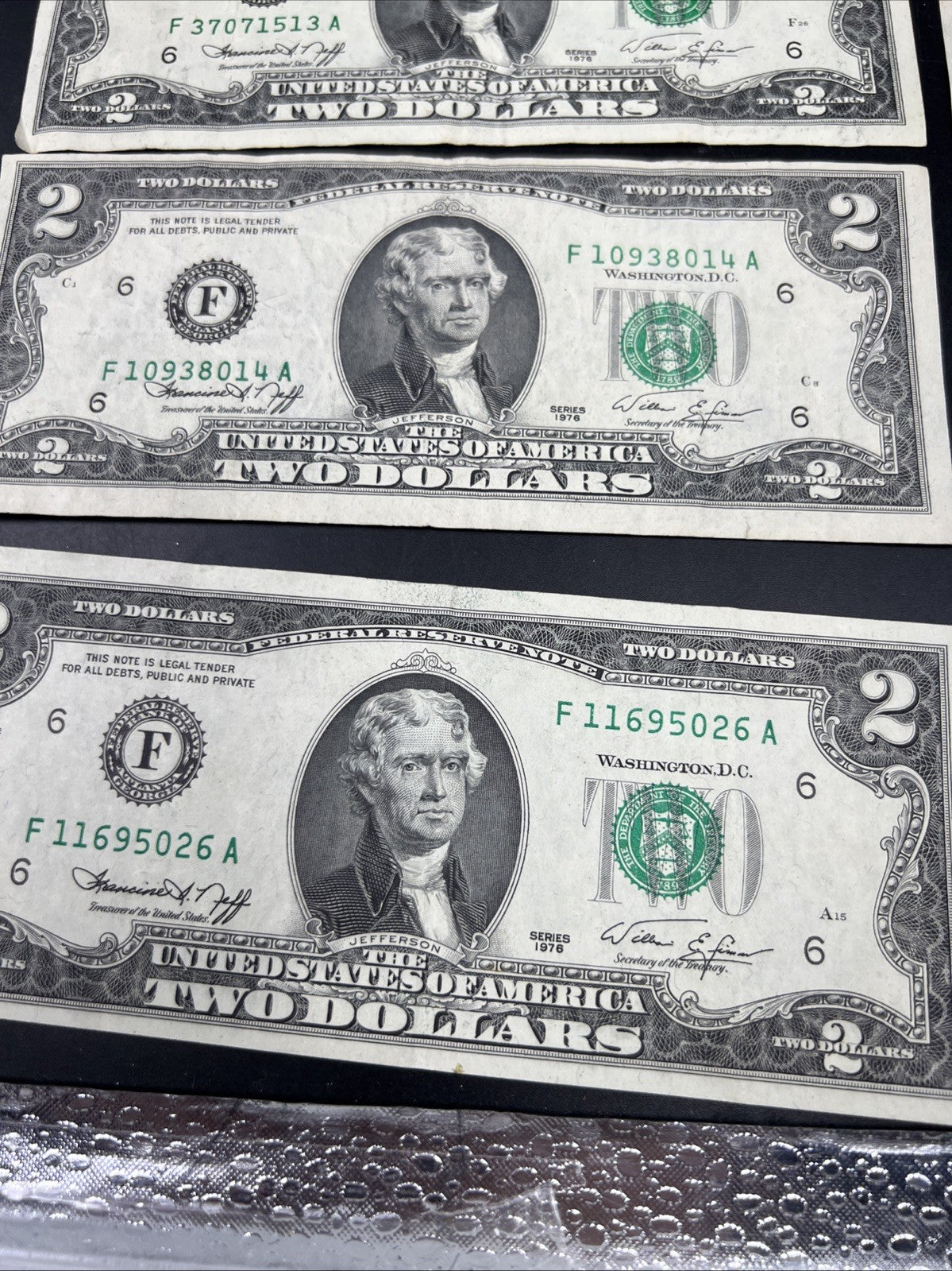 Lot of 10 1976 $2 FRN Federal Reserve Dollars Bicentennial Note Circulated #026