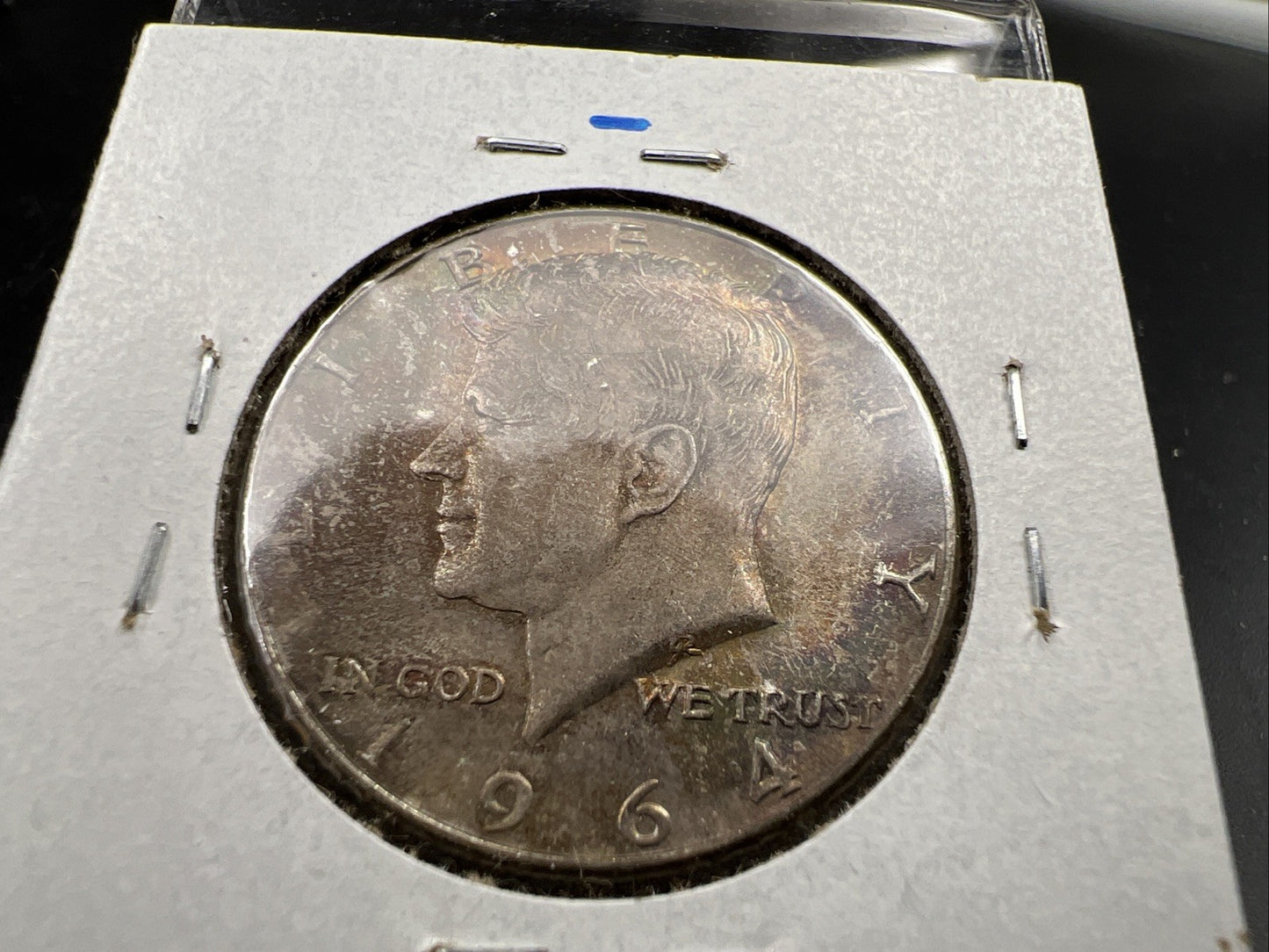1964 D 50c Kennedy Silver Half Dollar Coin Choice AU / UNC Amber Toning SKU#J