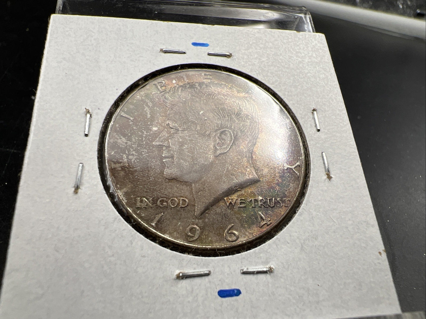1964 D 50c Kennedy Silver Half Dollar Coin Choice AU / UNC Amber Toning SKU#J