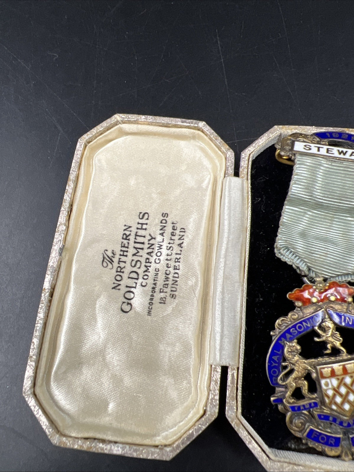 Antique Royal Masonic Institution For Boys Steward Medal Pendant w/ Ribbon