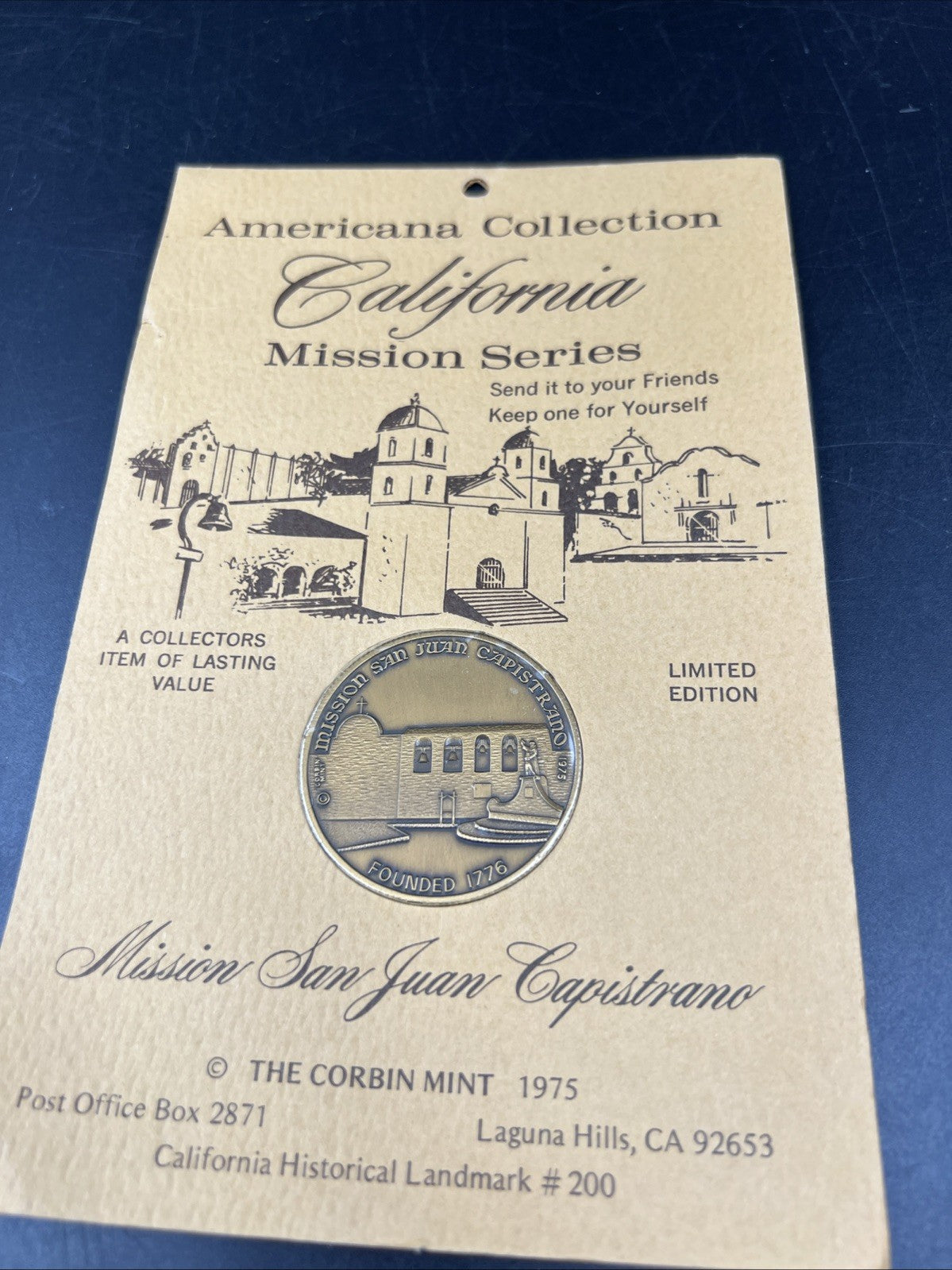 California Mission San Juan Capistrano Bronze Medal 200th Anniversary 1776-1976