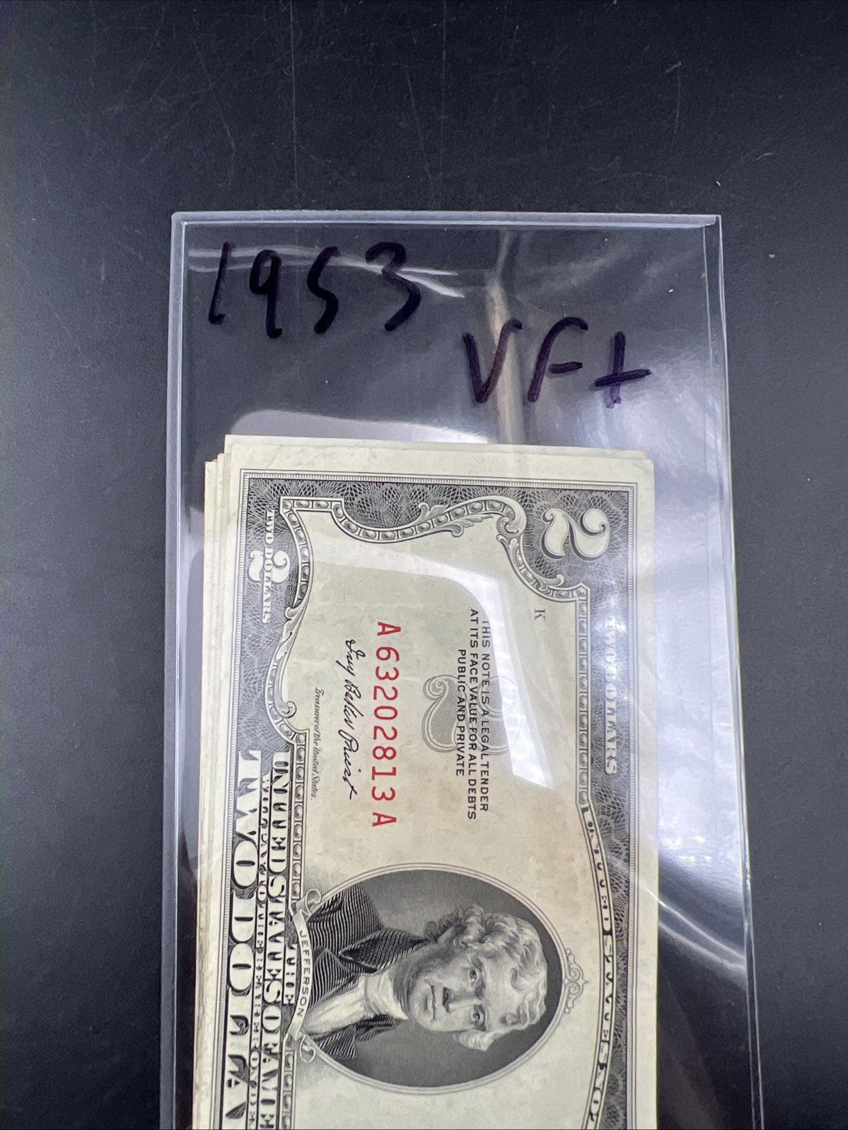 Lot of 10 1953 $2 USN Legal Tender Red Seal Notes VF + Very Fine #813