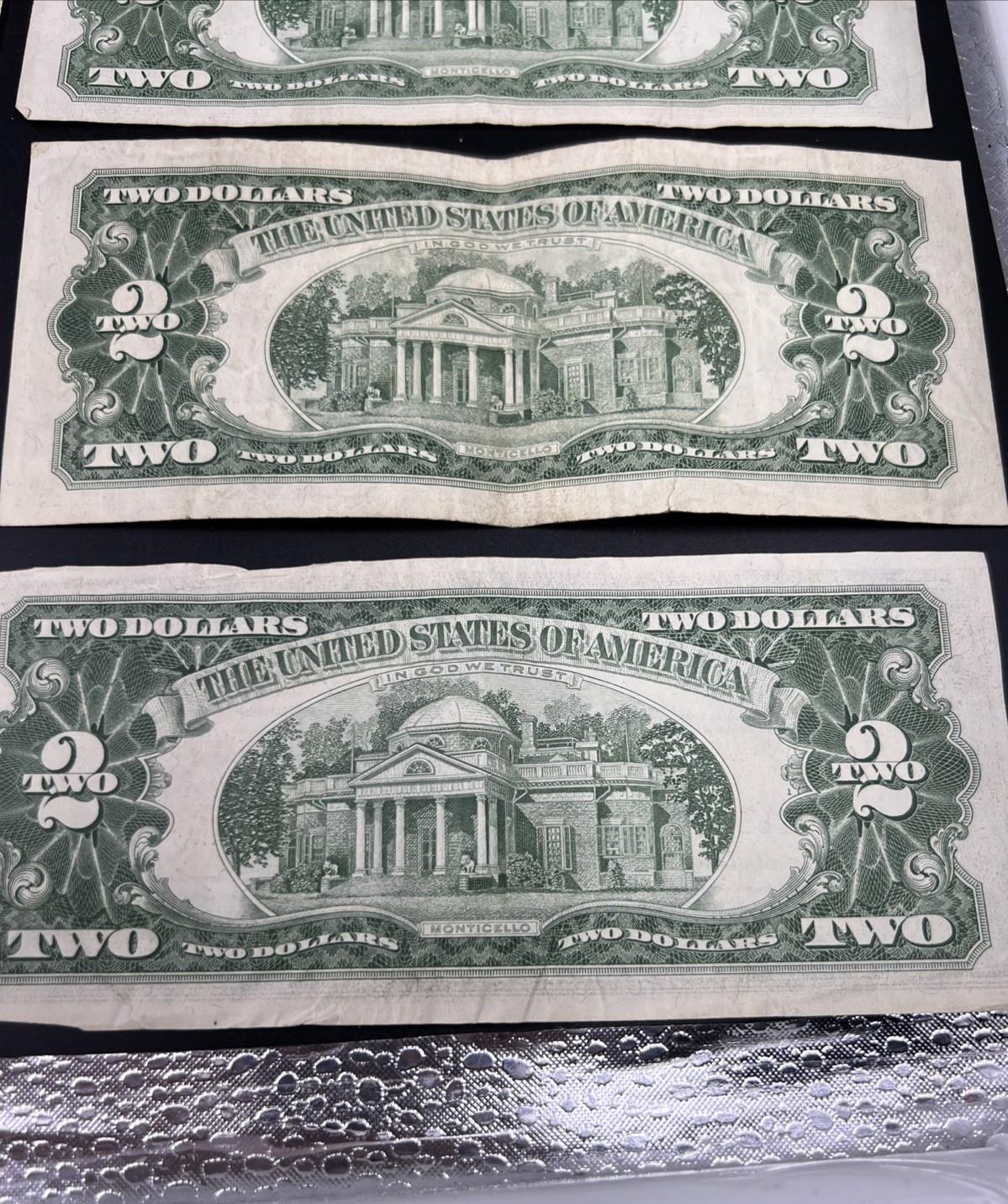 Lot of 10 1963 1953 $2 USN Legal Tender Red Seal Notes VF Very Fine #547