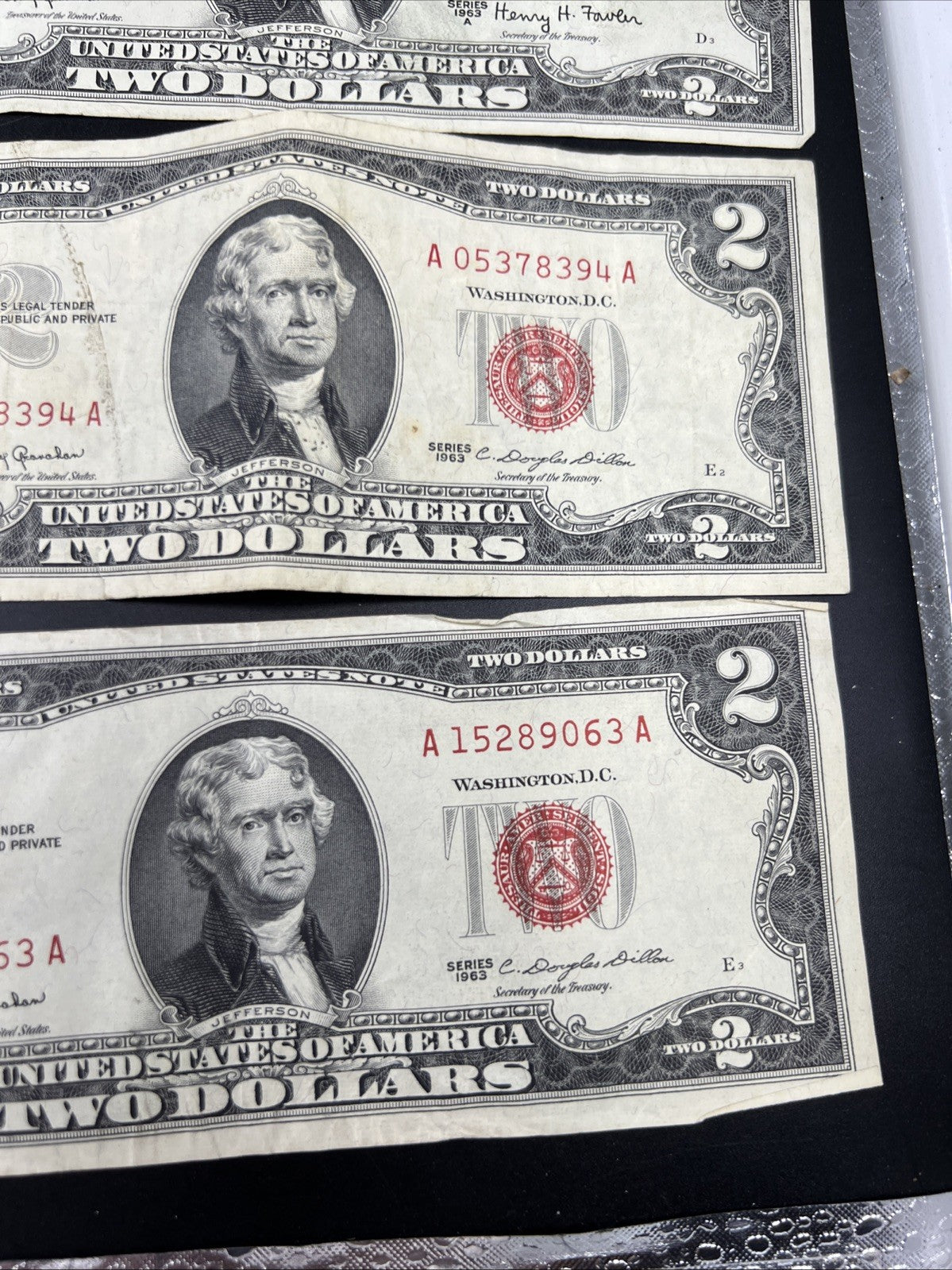 Lot of 10 1963 1953 $2 USN Legal Tender Red Seal Notes VF Very Fine #547