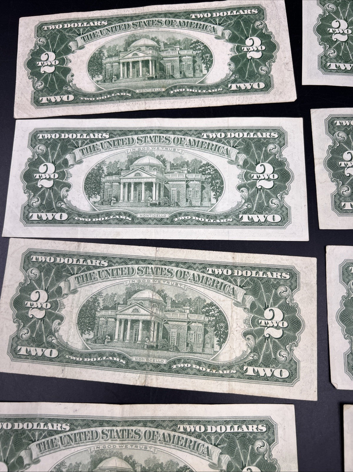 Lot of 10 1963 1953 $2 USN Legal Tender Red Seal Notes VF Very Fine #547