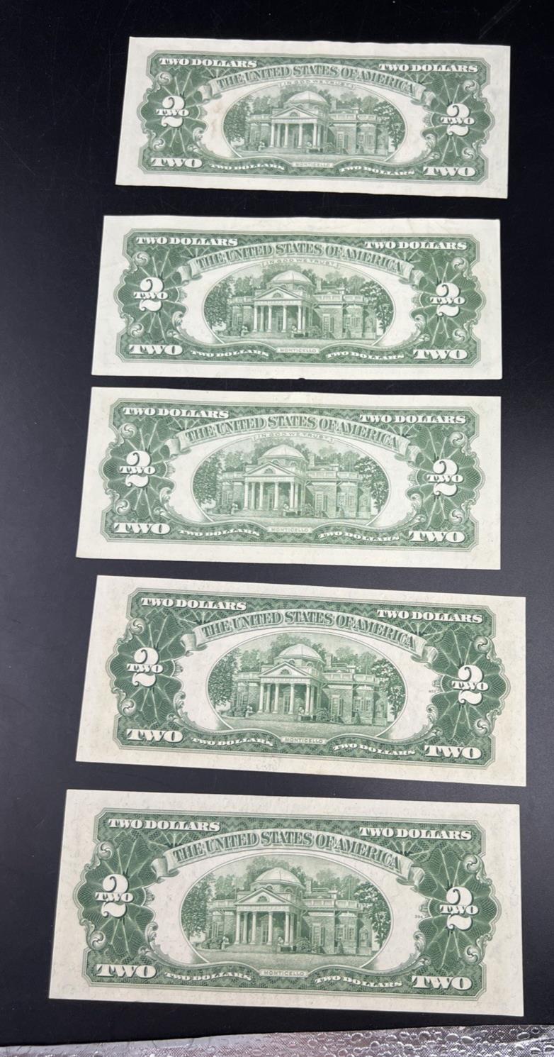 Lot of 5 1963 1953 $2 USN Legal Tender Red Seal Notes XF / AU Conditions #146