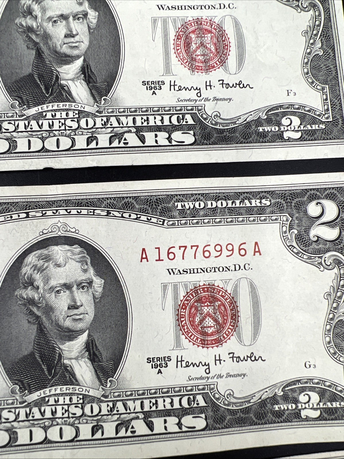 Lot of 5 1963 1953 $2 USN Legal Tender Red Seal Notes XF / AU Conditions #146