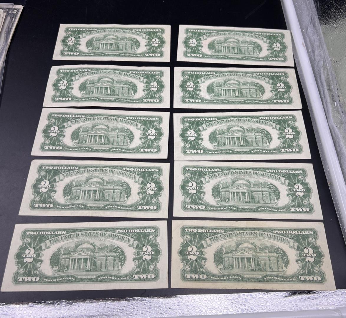 Lot of 10 1963 $2 USN Legal Tender Red Seal Notes VF + Very Fine #493