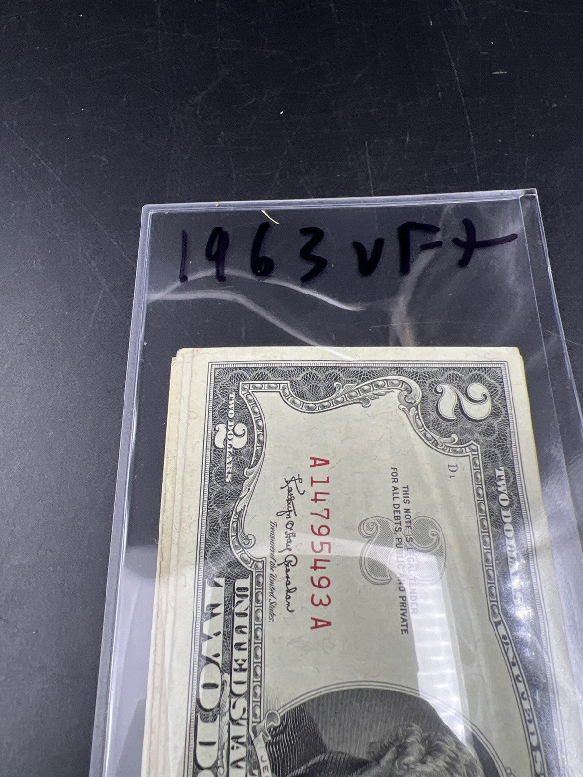 Lot of 10 1963 $2 USN Legal Tender Red Seal Notes VF + Very Fine #493