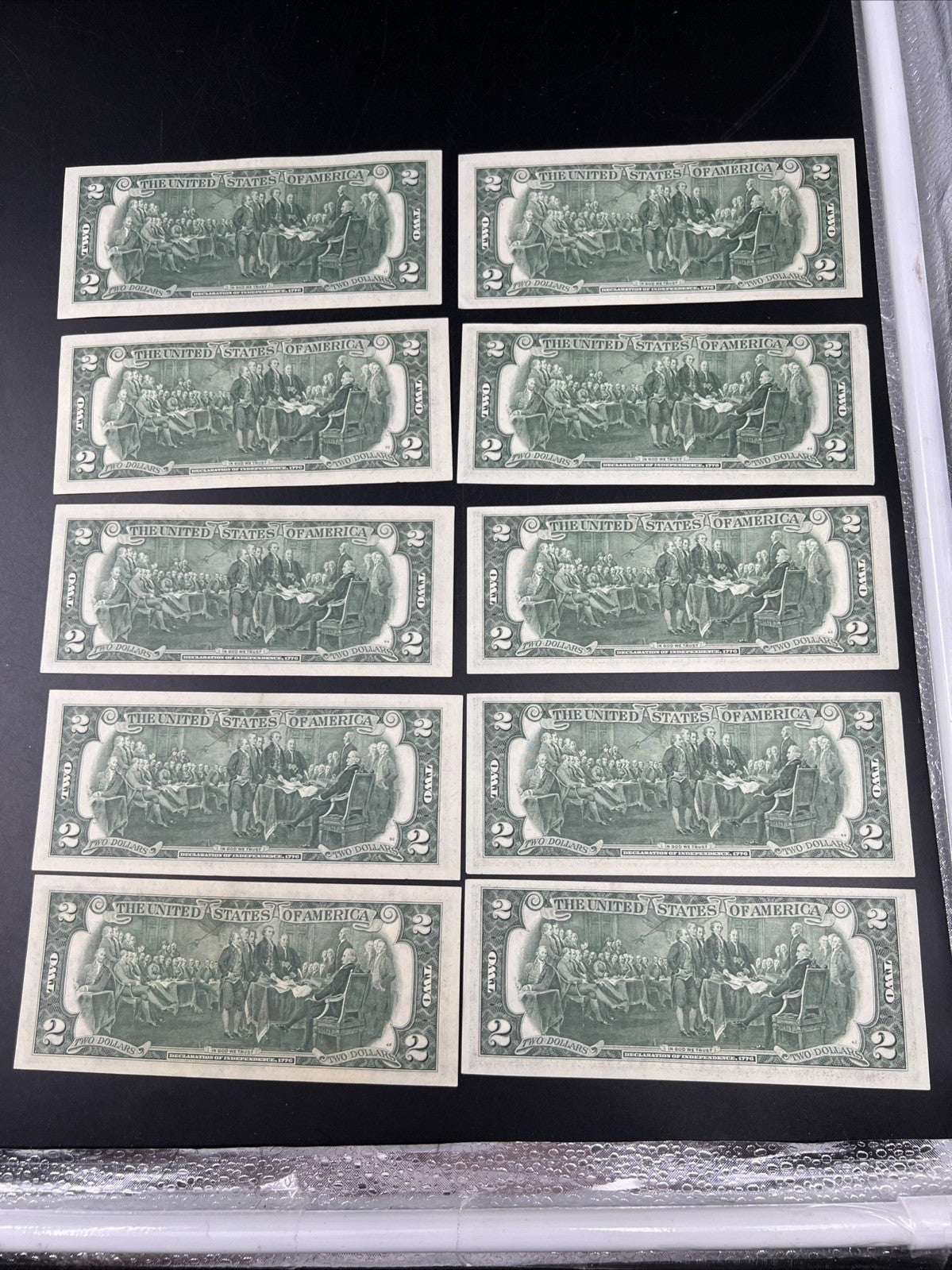 Lot of 10 1976 $2 FRN Federal Reserve Dollars Bicentennial Note XF / AU #124