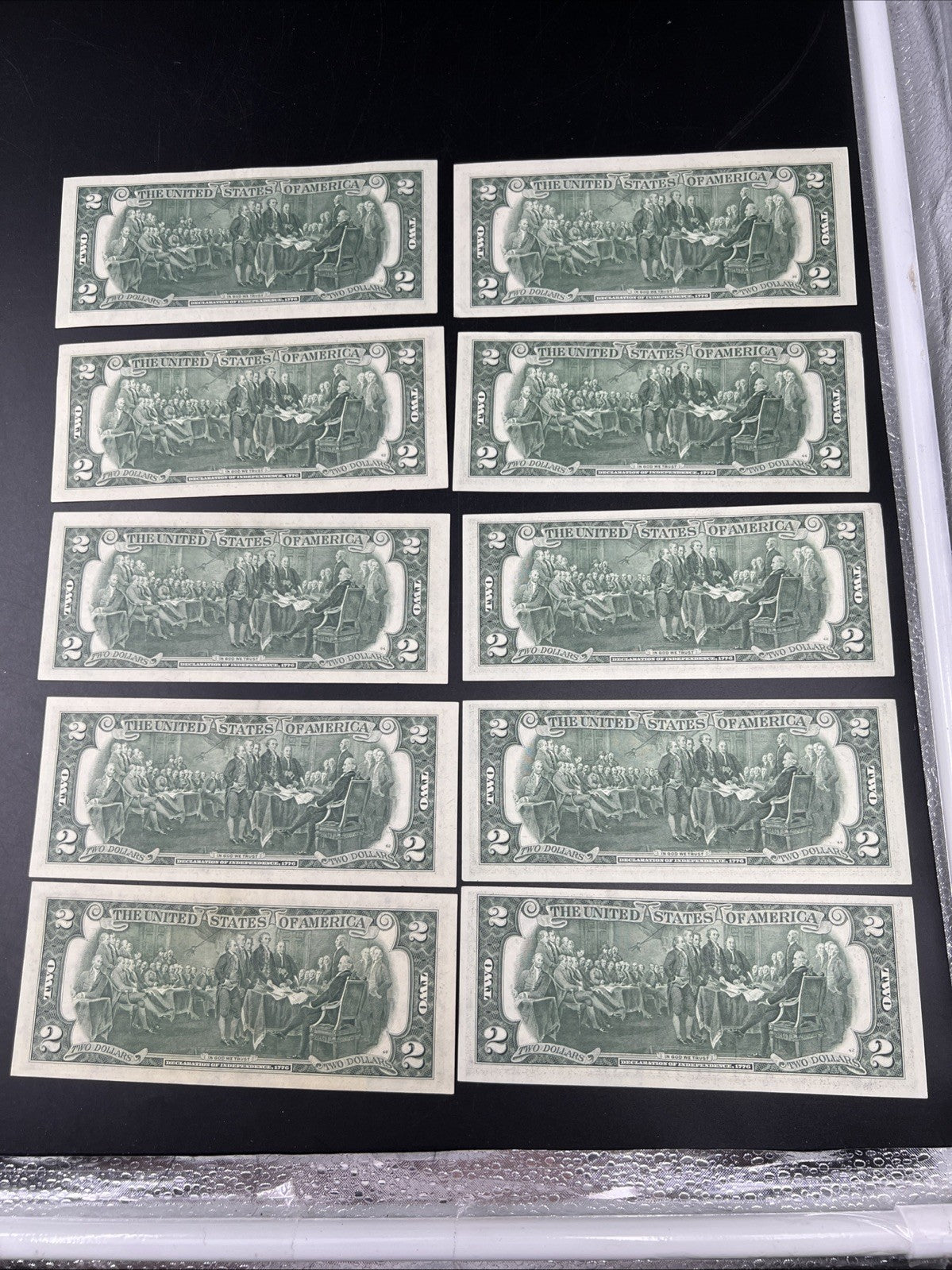 Lot of 10 1976 $2 FRN Federal Reserve Dollars Bicentennial Note XF / AU #124